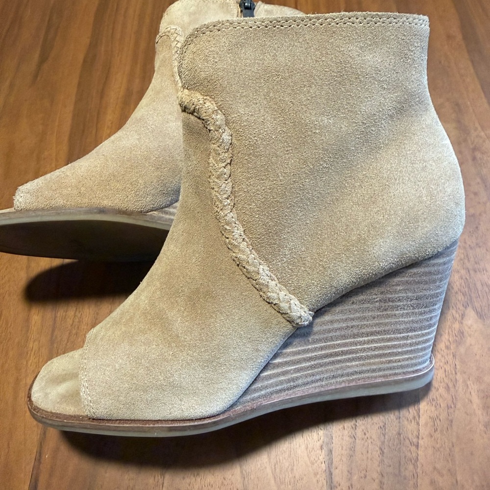 Lucky Brand Suede Wedge Ankle Boots - 6